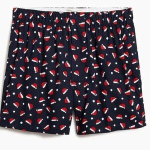 J. Crew Factory as576 Navy with santa hat print woven boxer shorts size M